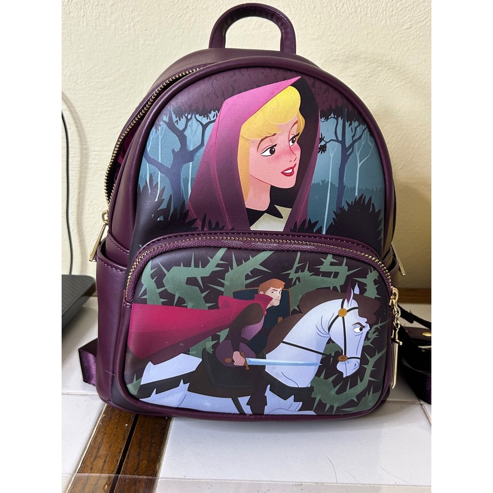 Loungefly Disney Sleeping Beauty Briar Rose Prince Phillip Mini Backpack Purple